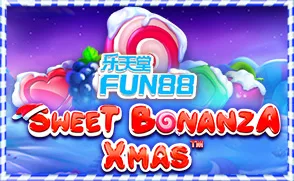 หน้าปกเกมสล็อตธีมขนมหวานช่วงเทศกาลพร้อมชื่อแบรนด์